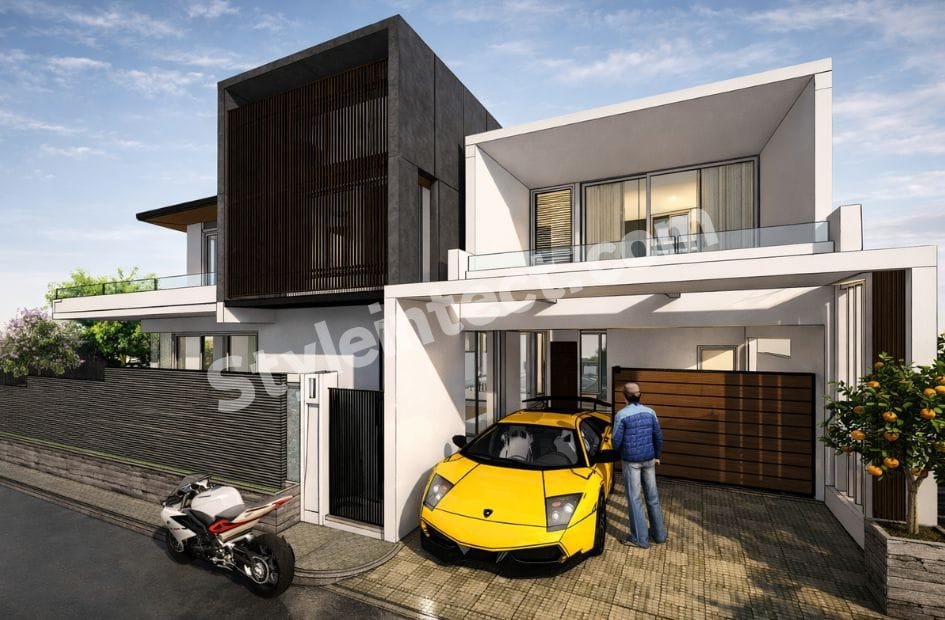 Affordable Architect Exterior Design – SkyFrame Modern Villa | Contemporary Two-Storey House Front Elevation Design