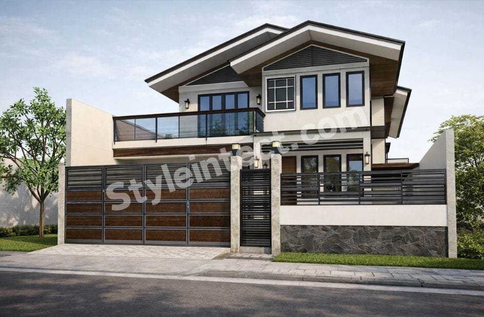 Affordable Architect Exterior Design for a Modern Tropical Villa with Large Terrace Balcony | Contemporary Two-Storey House Front Elevation