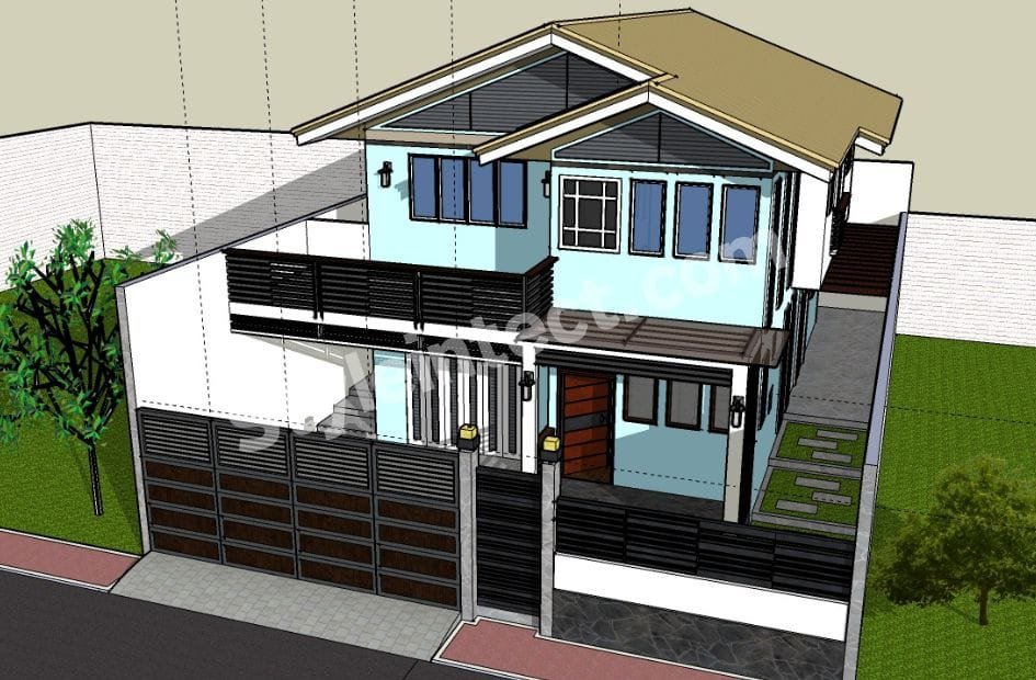 Affordable Architect Exterior Design for a Modern Tropical Villa with Large Terrace Balcony | Contemporary Two-Storey House Front Elevation