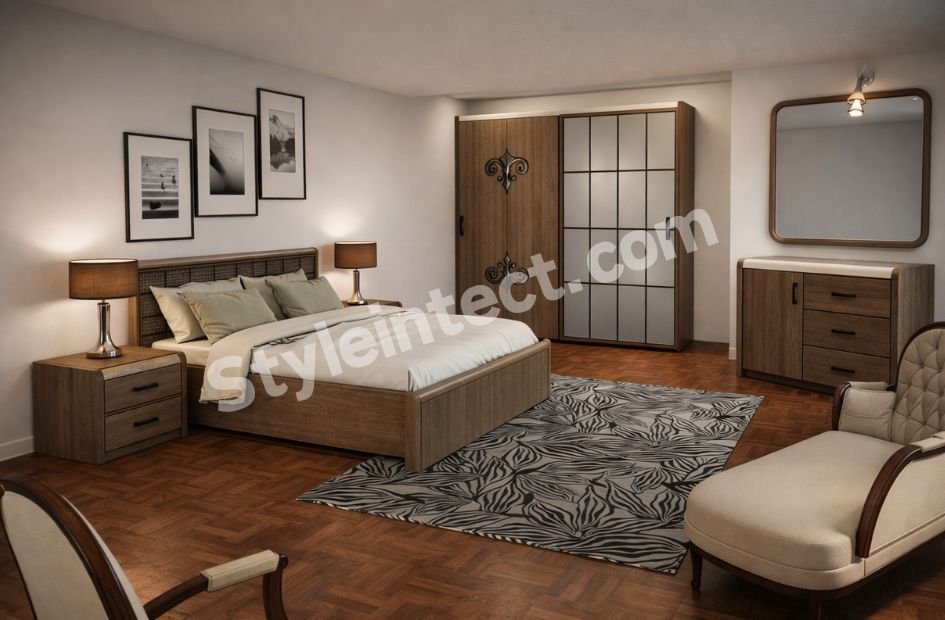 Modern Wooden Bedroom Interior Design with Smart Wardrobe and Elegant Storage Solutions