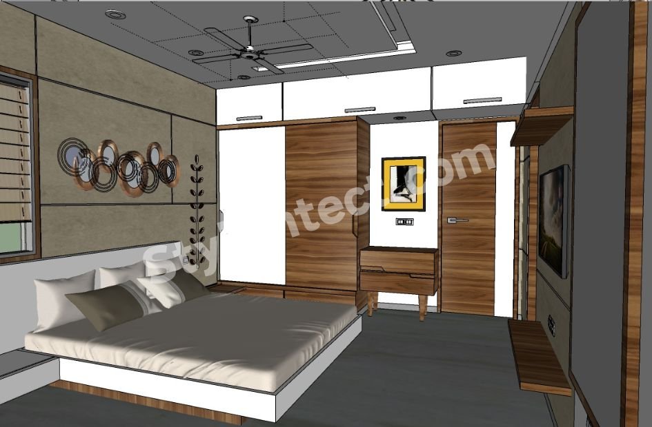 Modern Minimalist Bedroom Interior Design with Smart Storage and Elegant Wooden Finishes