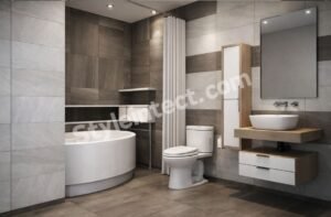 Modern Grey Bathroom Interior Design with Smart Storage and Luxury Minimalist Style