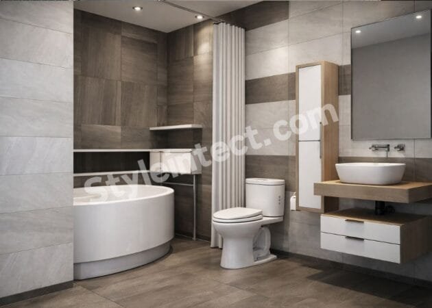 Modern Grey Bathroom Interior Design with Smart Storage and Luxury Minimalist Style