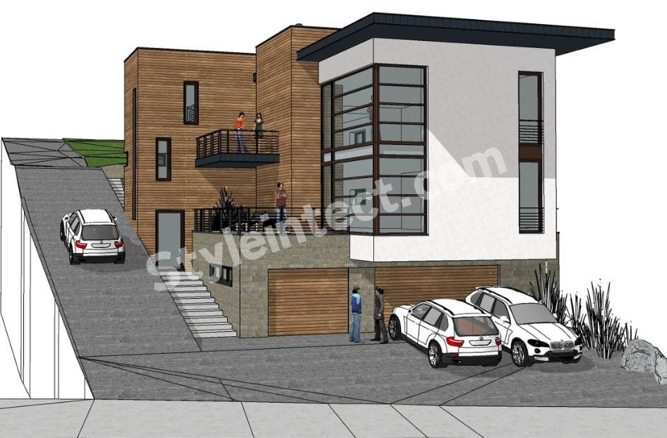 Affordable Architect Exterior Design for Horizon Crest Villa – Modern Luxury Home on a Sloping Plot