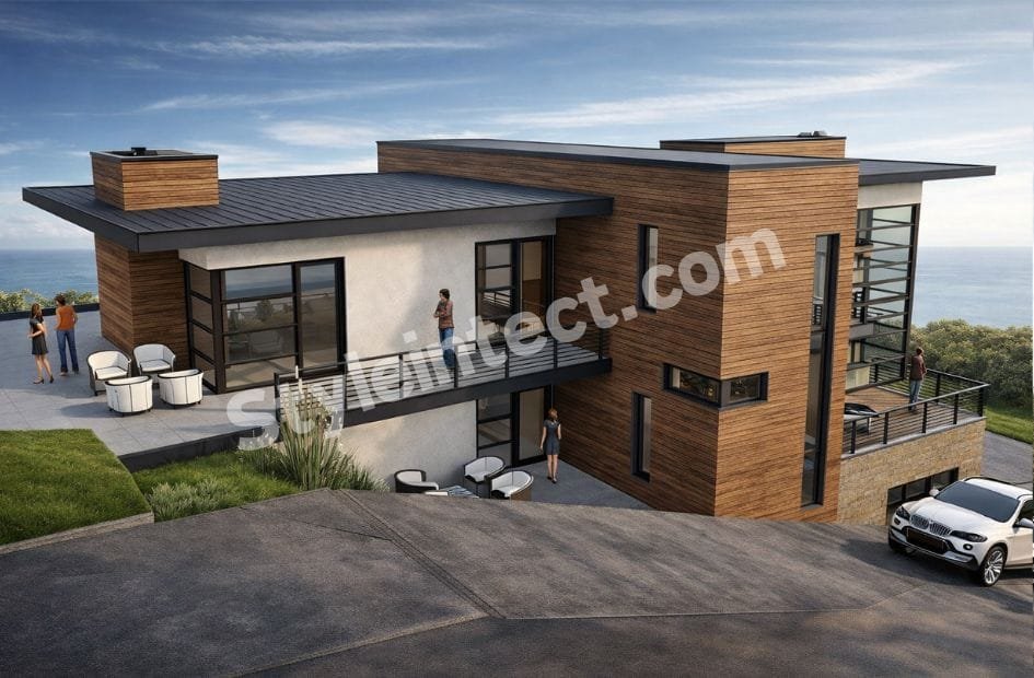 Affordable Architect Exterior Design for Horizon Crest Villa – Modern Luxury Home on a Sloping Plot