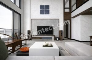 Modern Luxury Living Room Interior Design with Double-Height Space for Contemporary Homes