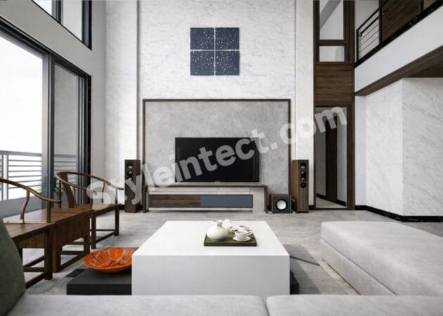Modern Luxury Living Room Interior Design with Double-Height Space for Contemporary Homes