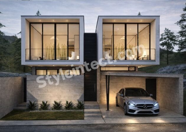 Affordable Architect Exterior Design – Nova Cube Villa | Modern Two-Storey House Exterior Design with Minimalist Luxury