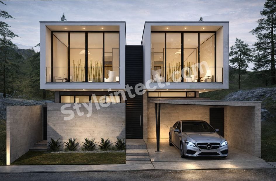 Affordable Architect Exterior Design – Nova Cube Villa | Modern Two-Storey House Exterior Design with Minimalist Luxury